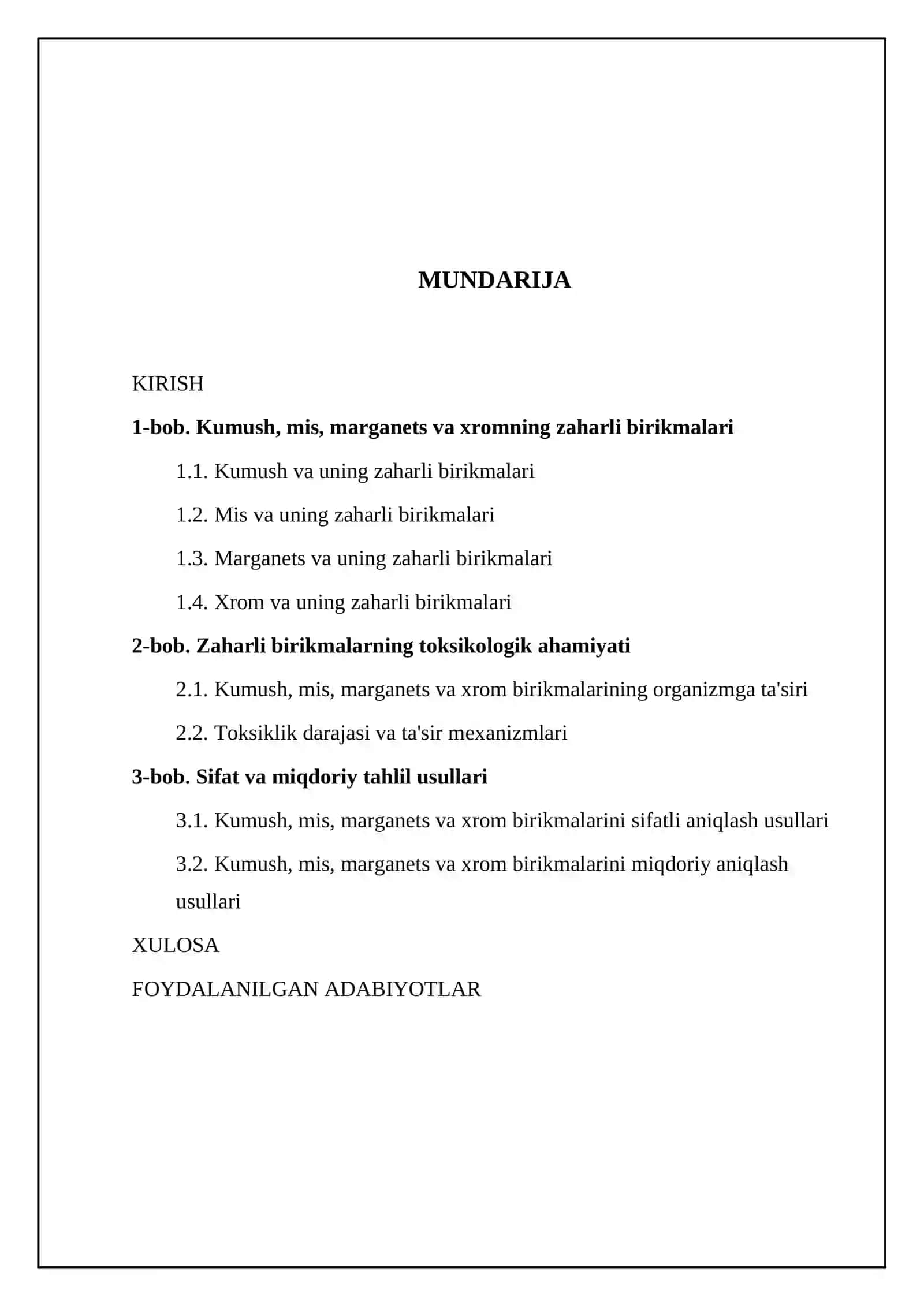 Kumush, mis, marganets va xromning zaharli birikmalari 2