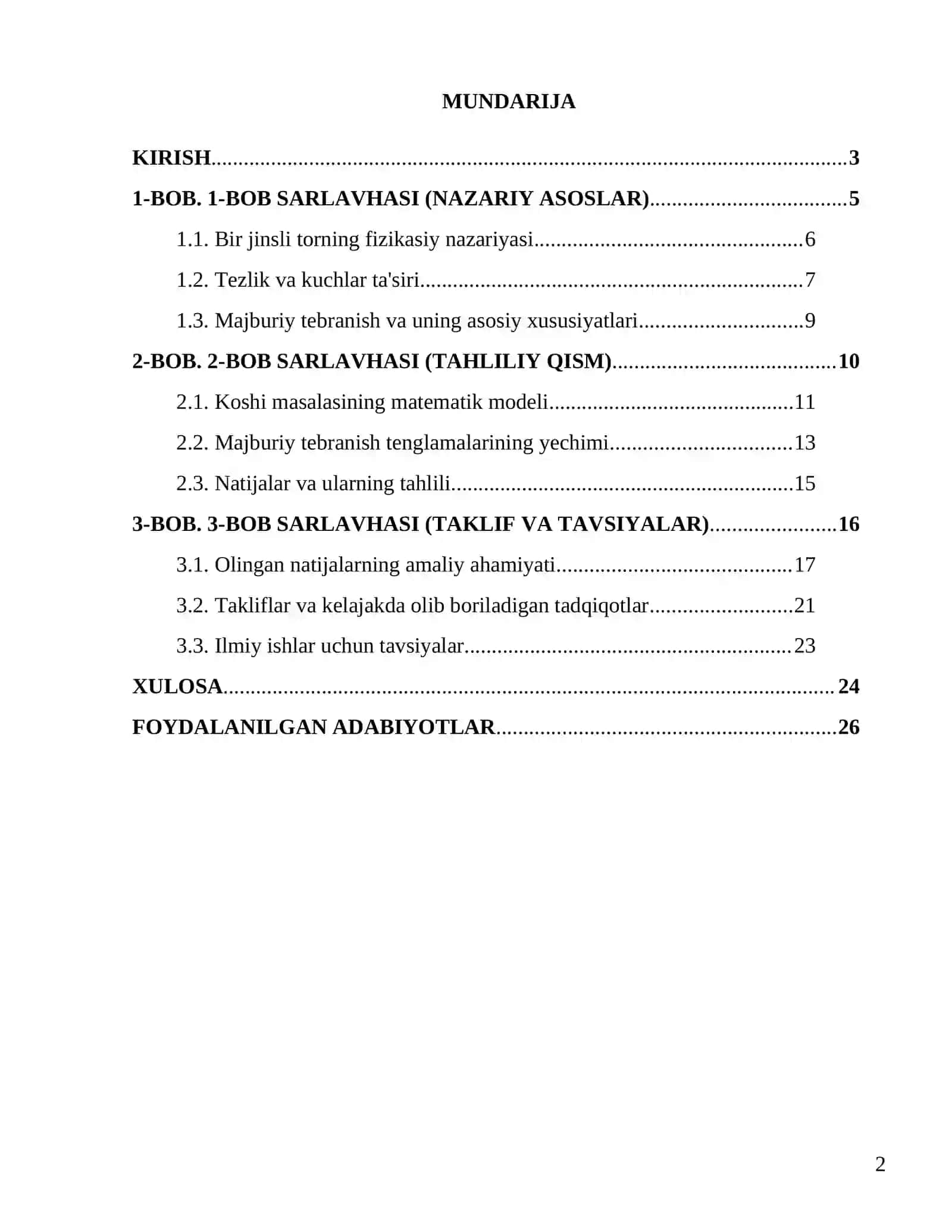 Bir jinsli torning majburiy tebranish tenglamasi uchun koshi masalasi 2