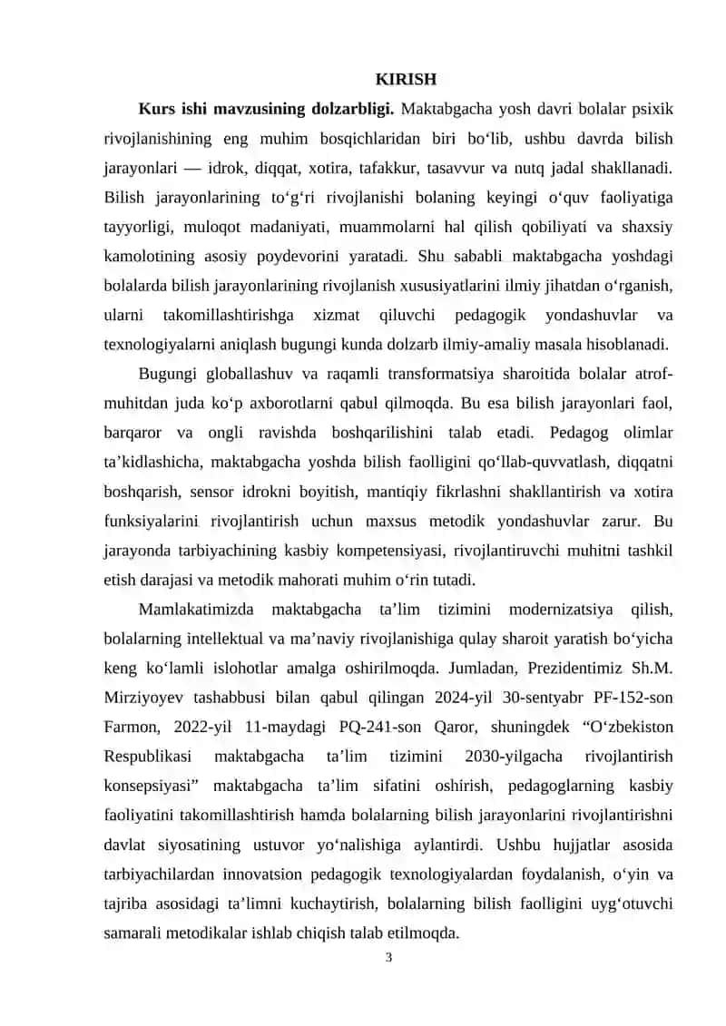 Maktabgacha ta’lim jarayonida bolalarda bilish jarayonlarining rivojlanishi va uni shakllantirishning pedagogik asoslari 2