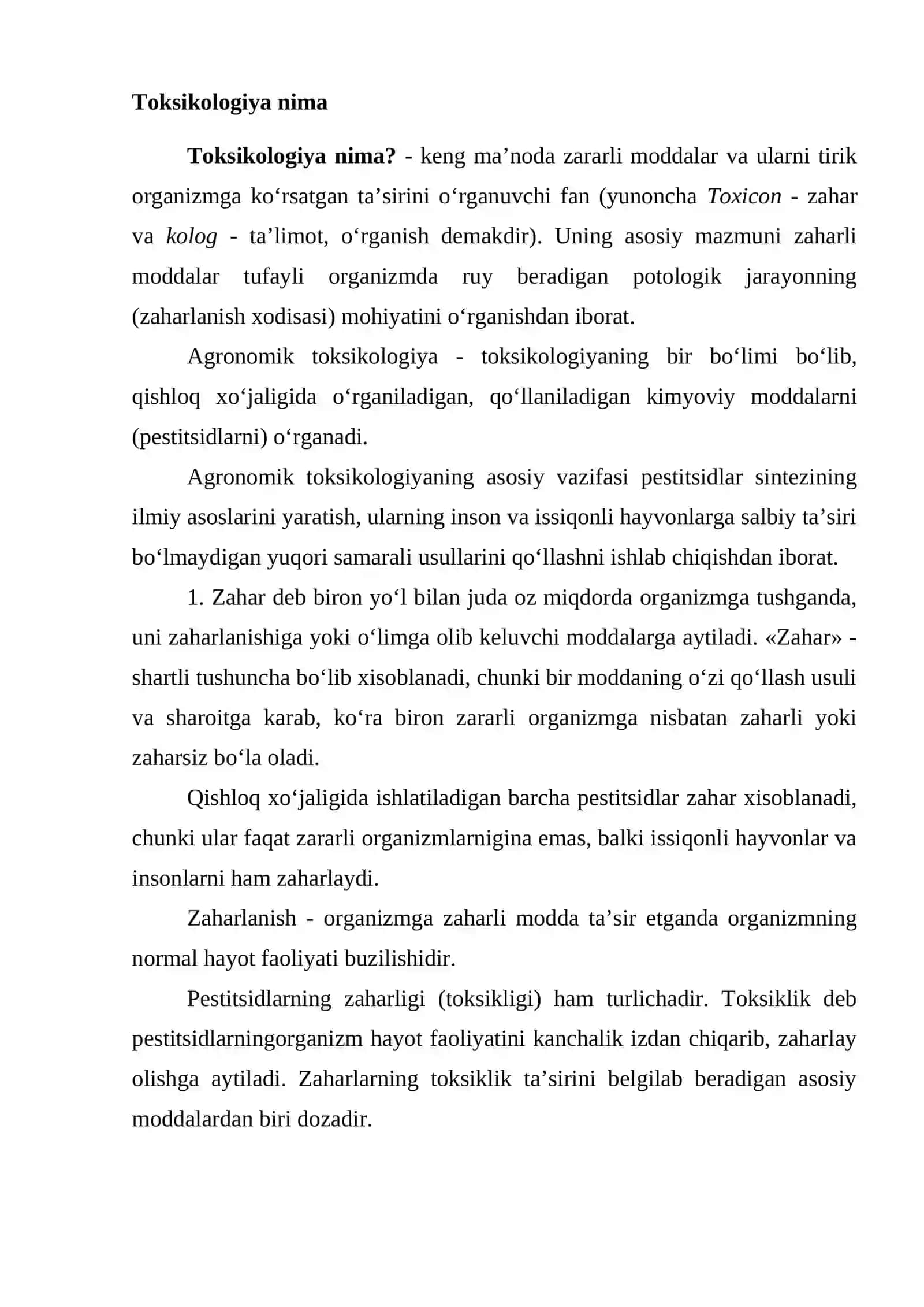 AGRONOMIK TOKSIKOLOGIYA HAQIDA TUSHUNCHA 2