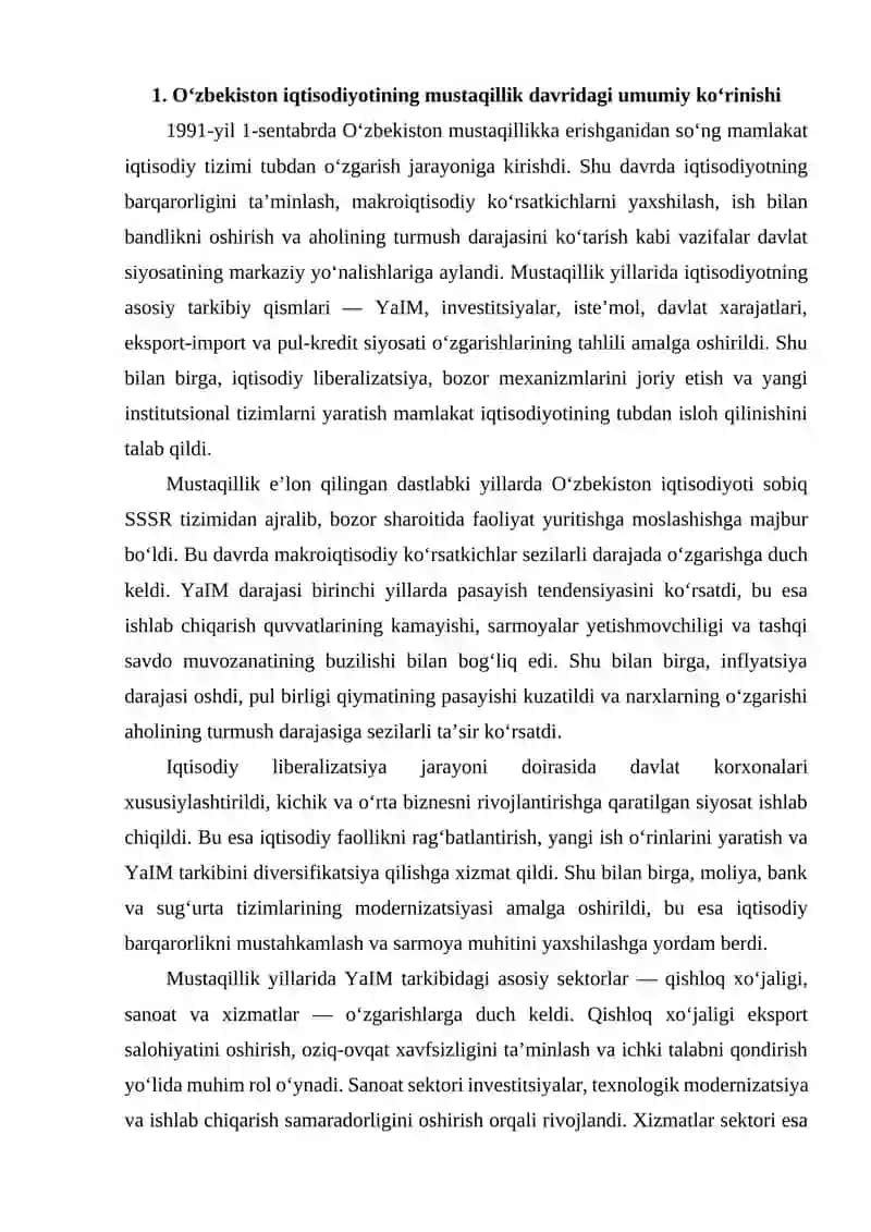 Mustaqillik yillarida Oʻzbekistonda makroiqtisodiy koʻrsatkichlarning tahlili 2