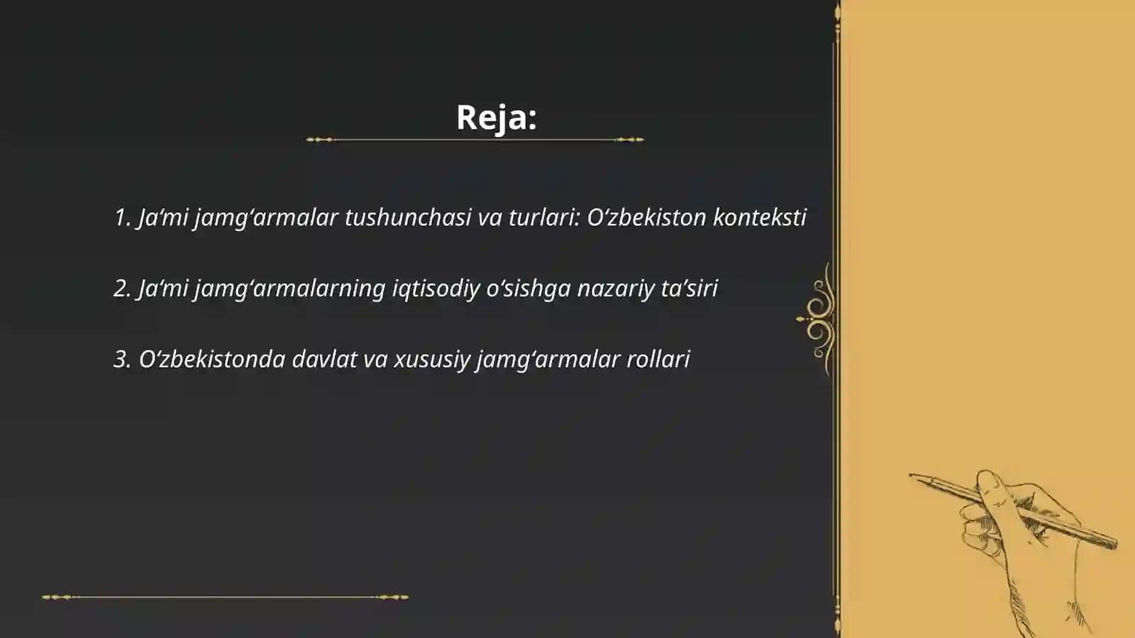 Ja‘mi jamgʻarmalar va ularning iqtisodiy oʻsishga ta‘siri. O‘zbekiston tajribasi 2