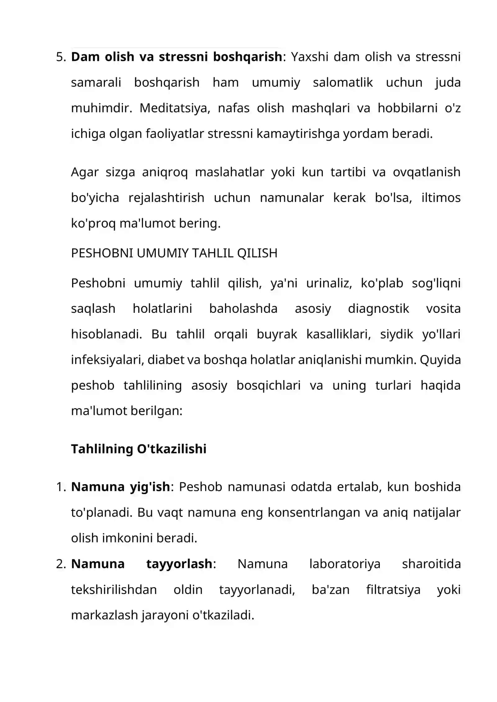 Kun tartibi va parxezni o`rganish 2