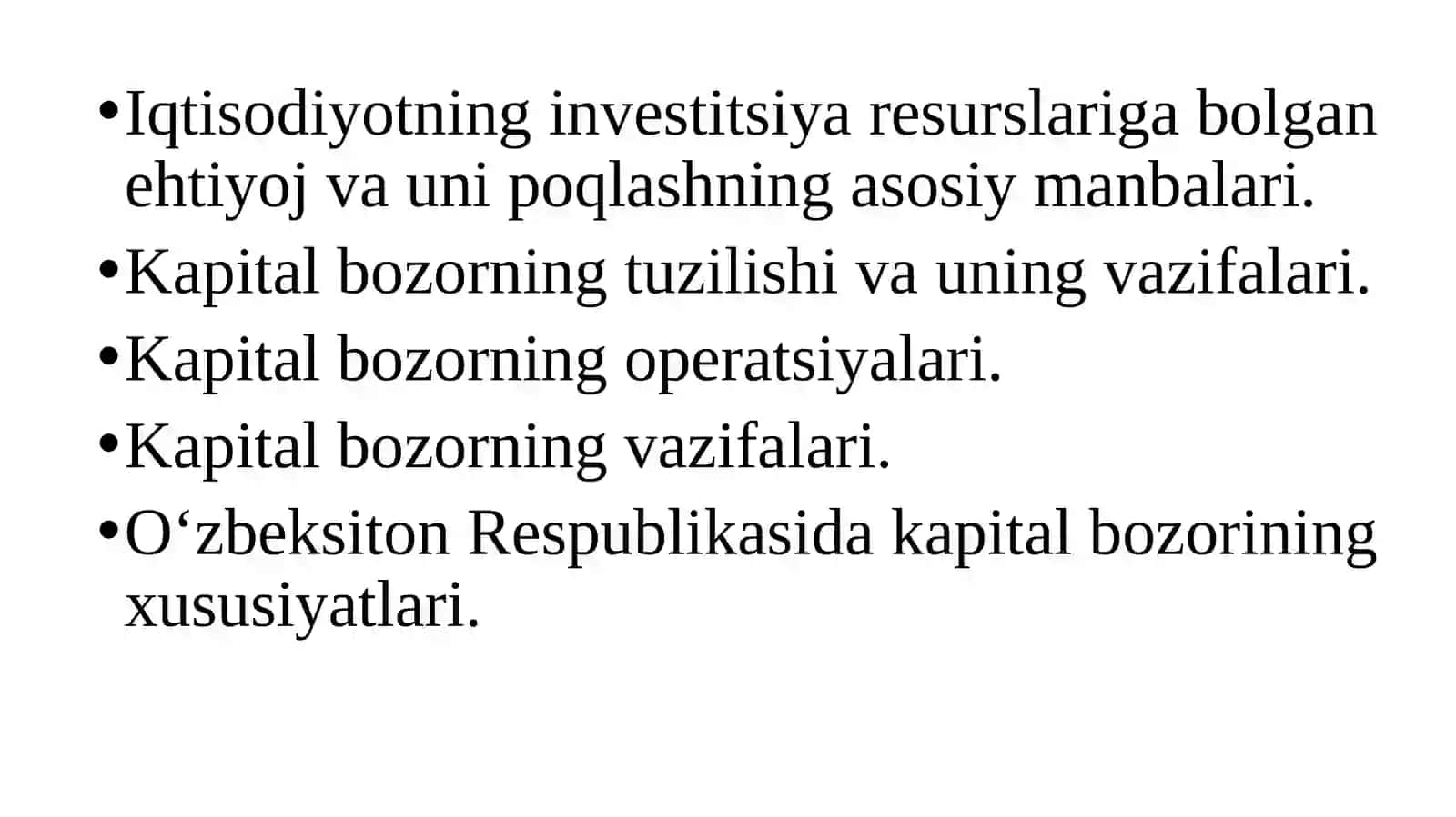 Kapital bozori va uning tashkil etilishi 2