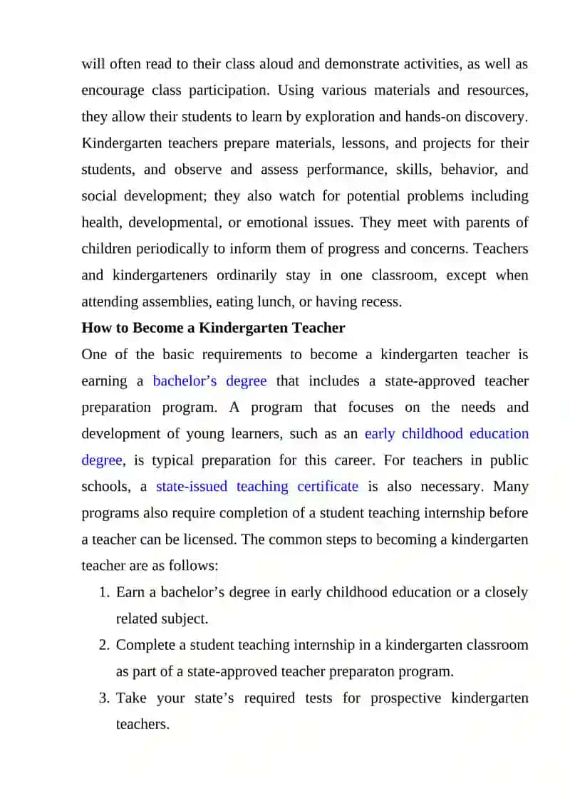 Kindergarten Teacher Career Guide 2