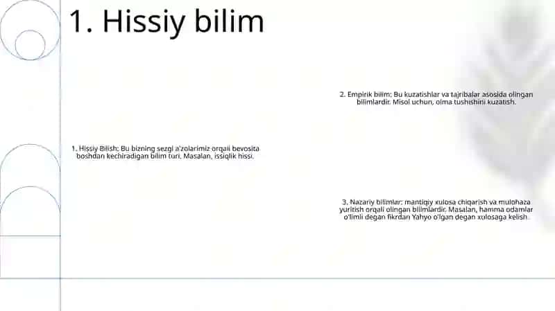 Hissiy, Empirik, Nazariy, Mantiqiy, Untiutiv, Bilish Darajalarining OʻZaro Aloqasi Va Farqi 2