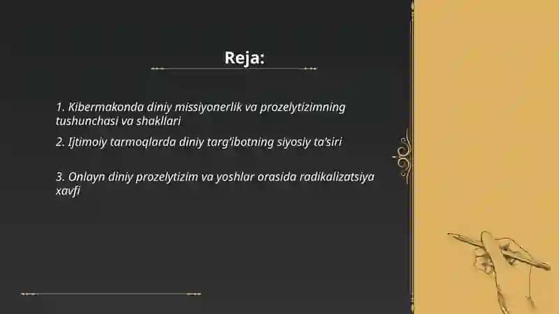 Kibermakonda din.misseonerlik va prozilitizimning ijtimoiy siyosiy xafi Ahmedova Munavvar 2