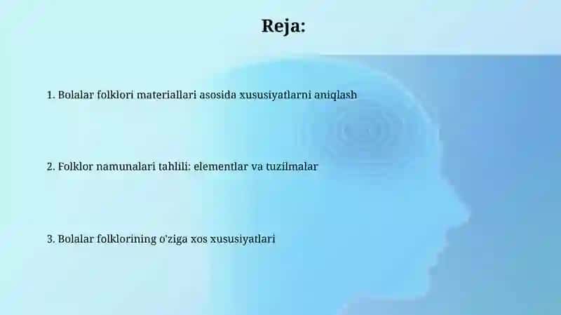 Bolalar folklori materiallari asosida mazkur folklor namunalarining o'ziga xos belgilarini aniqlash 2