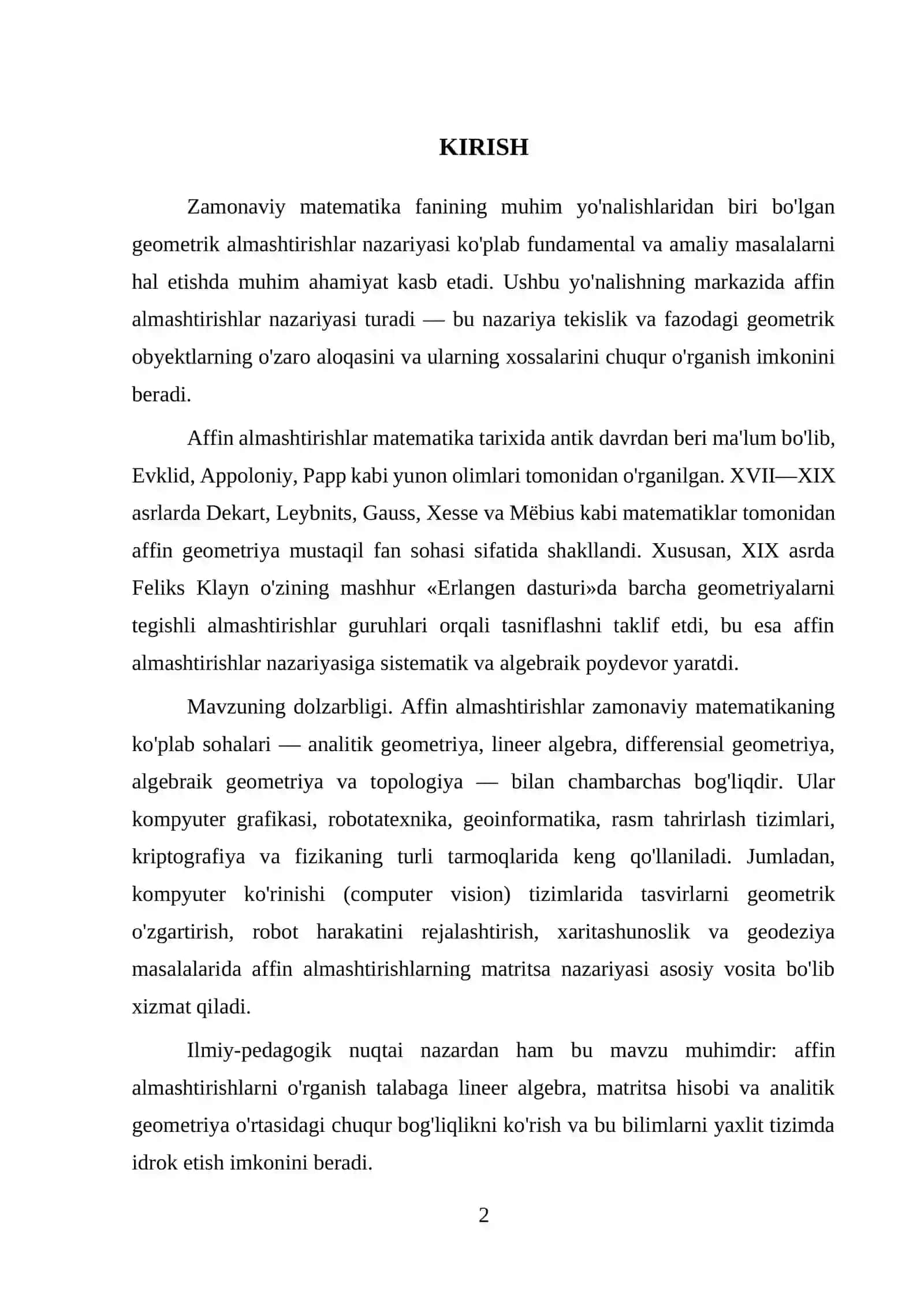 Evklid tekisligida affin almashtirishlar 2