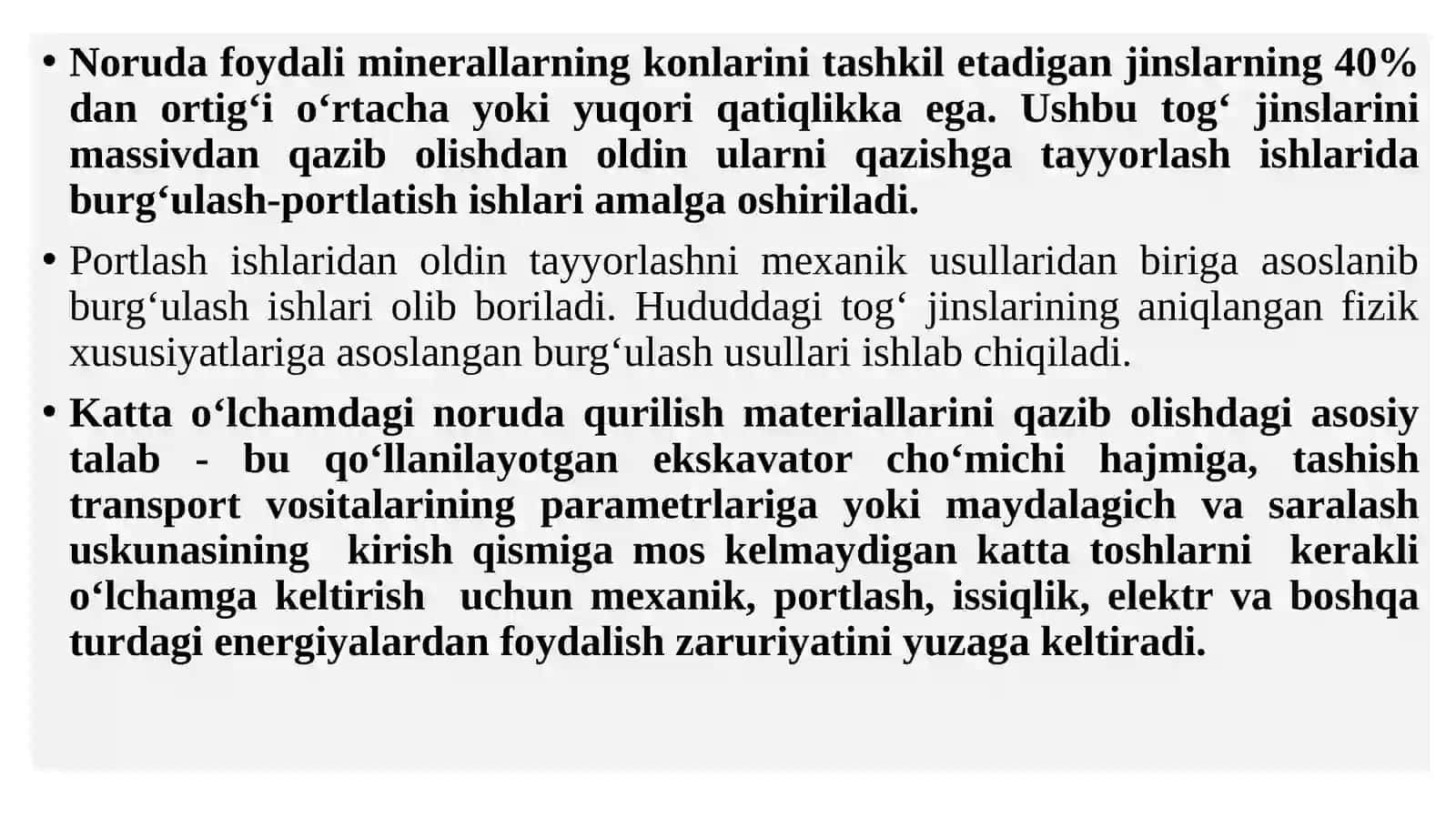 Noruda tog‘ jinslarini maydalash 2
