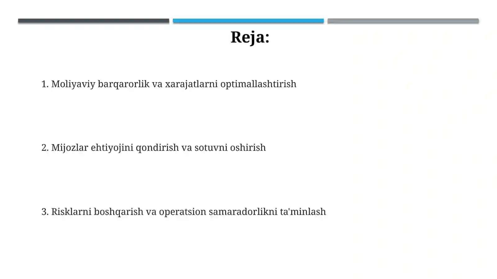 Ovqatlanishkorxonasining inqirozga yuztutishining oldini olish yo’llari 2