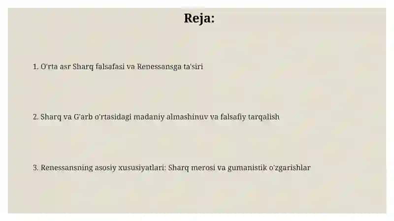 OʻRTA ASR SHARQ FALSAFASI va UYGʻONISH DAVRI XUSUSYATLARI 2