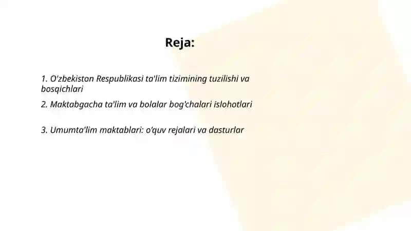 O'zbekiston Respublikasi ta'lim tizimi 2