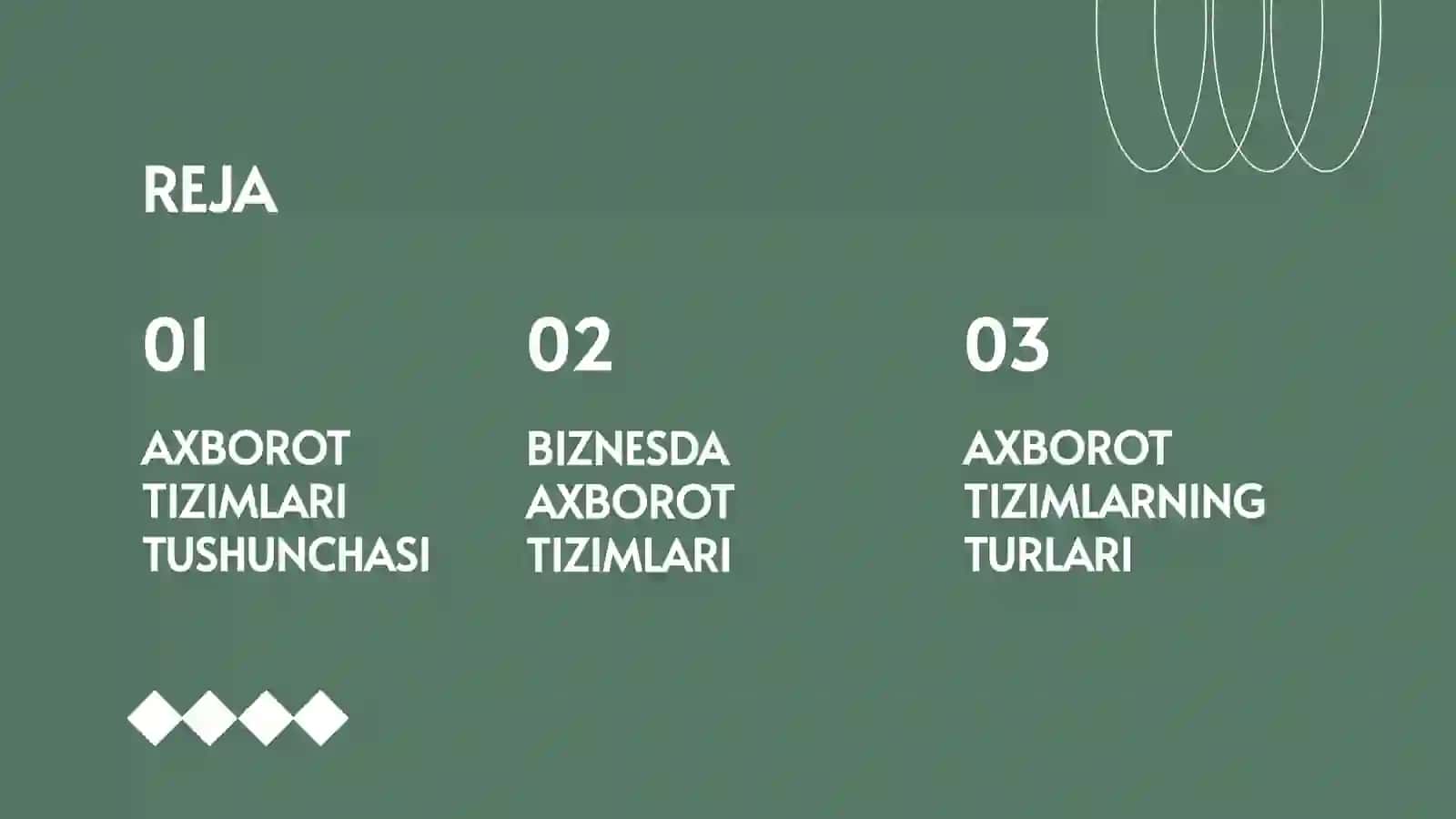 AXBOROT TIZIMLARI ASOSLARI 2