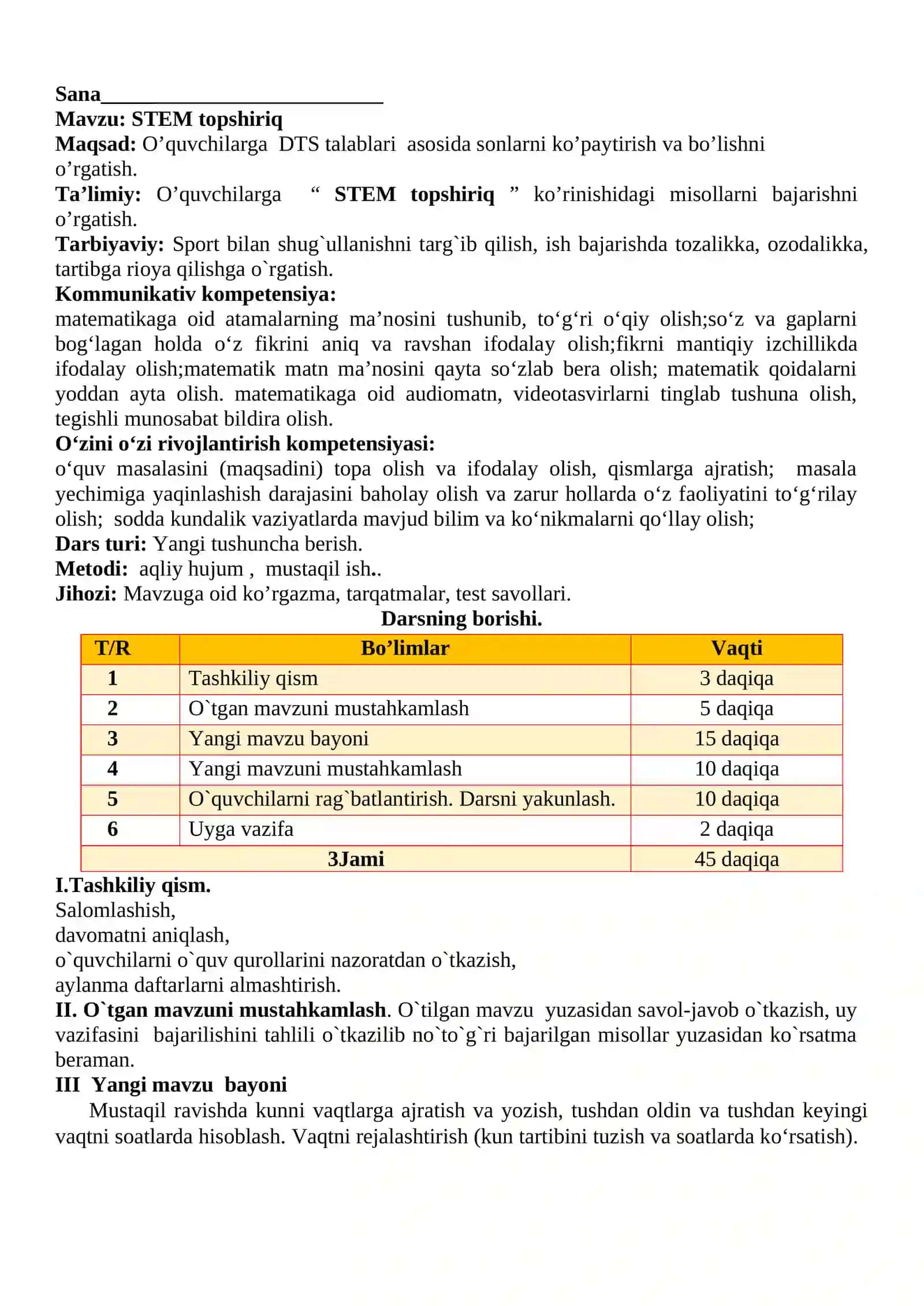 3-sinf Matematika fanidan 3-chorak 2-STEAM topshiriq 2