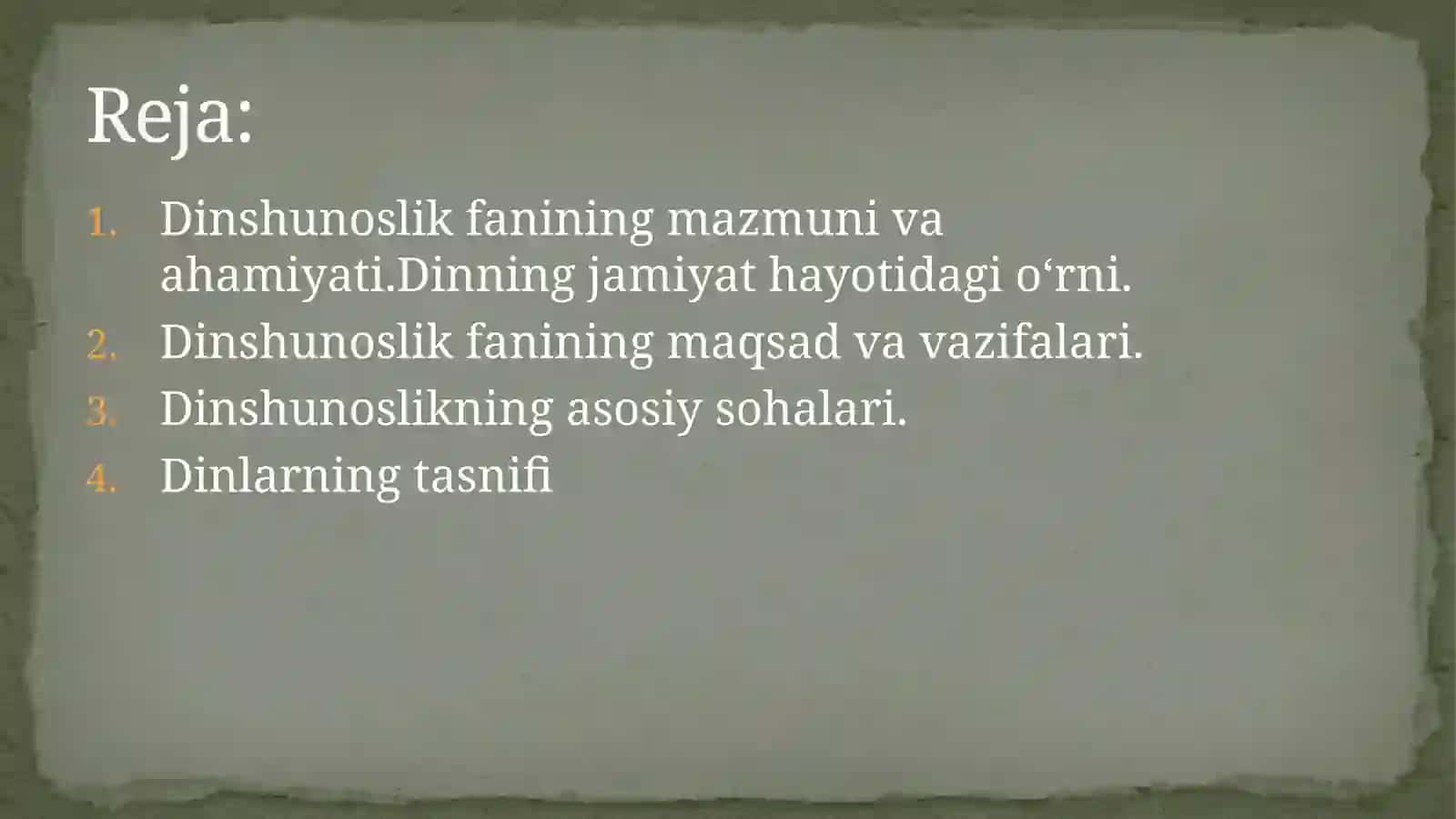 ,,Dinshunoslik”fanidanMustakilishiMavzu:,,Dinshunoslikfaniningpredmetivafunksiyalari. 2