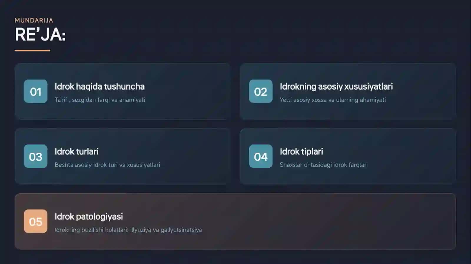 "Idrok va uning xususiyatlari" mavzusida taqdimot 2