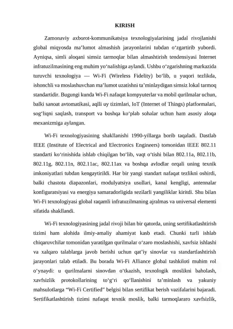 Wi-Fi texnologiyasining tarixi. Wi-Fi texnologiyasini sertifikatlashtirish 2