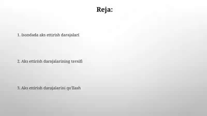 Isondada aks ettirish darajalari 2