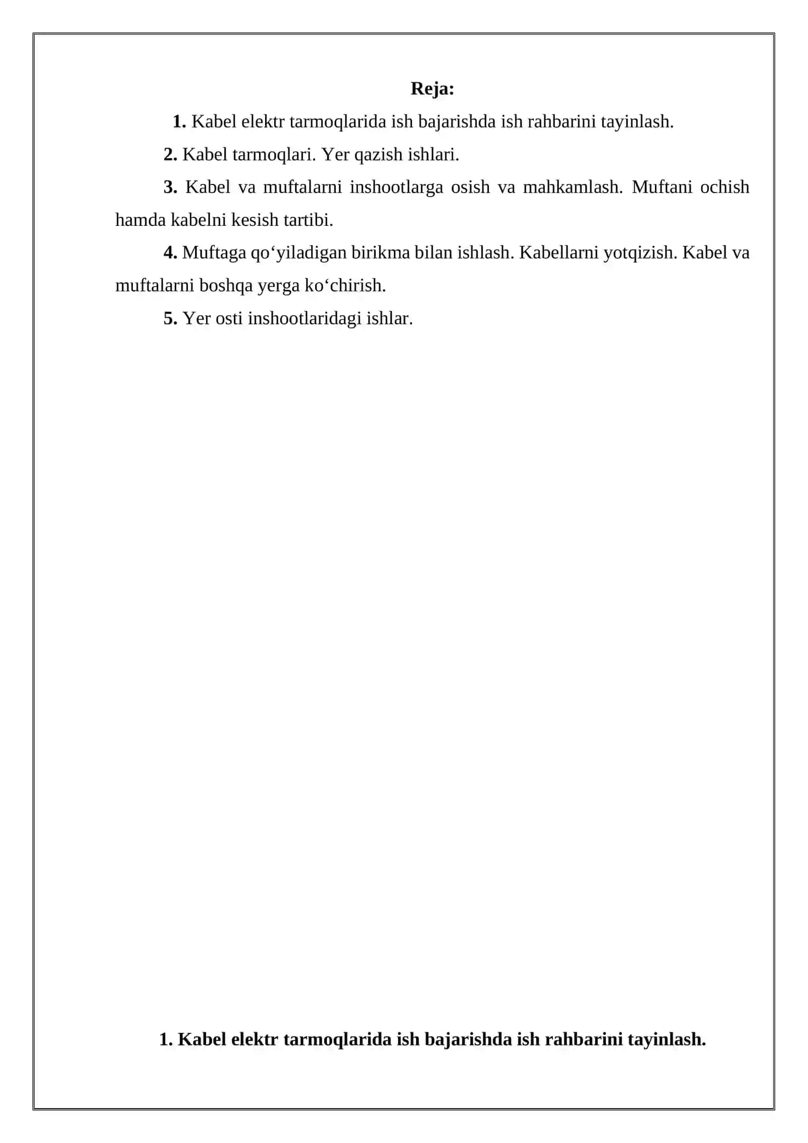 Kabel tarmoqlarida elektr xavfsizlik qoidalari 2