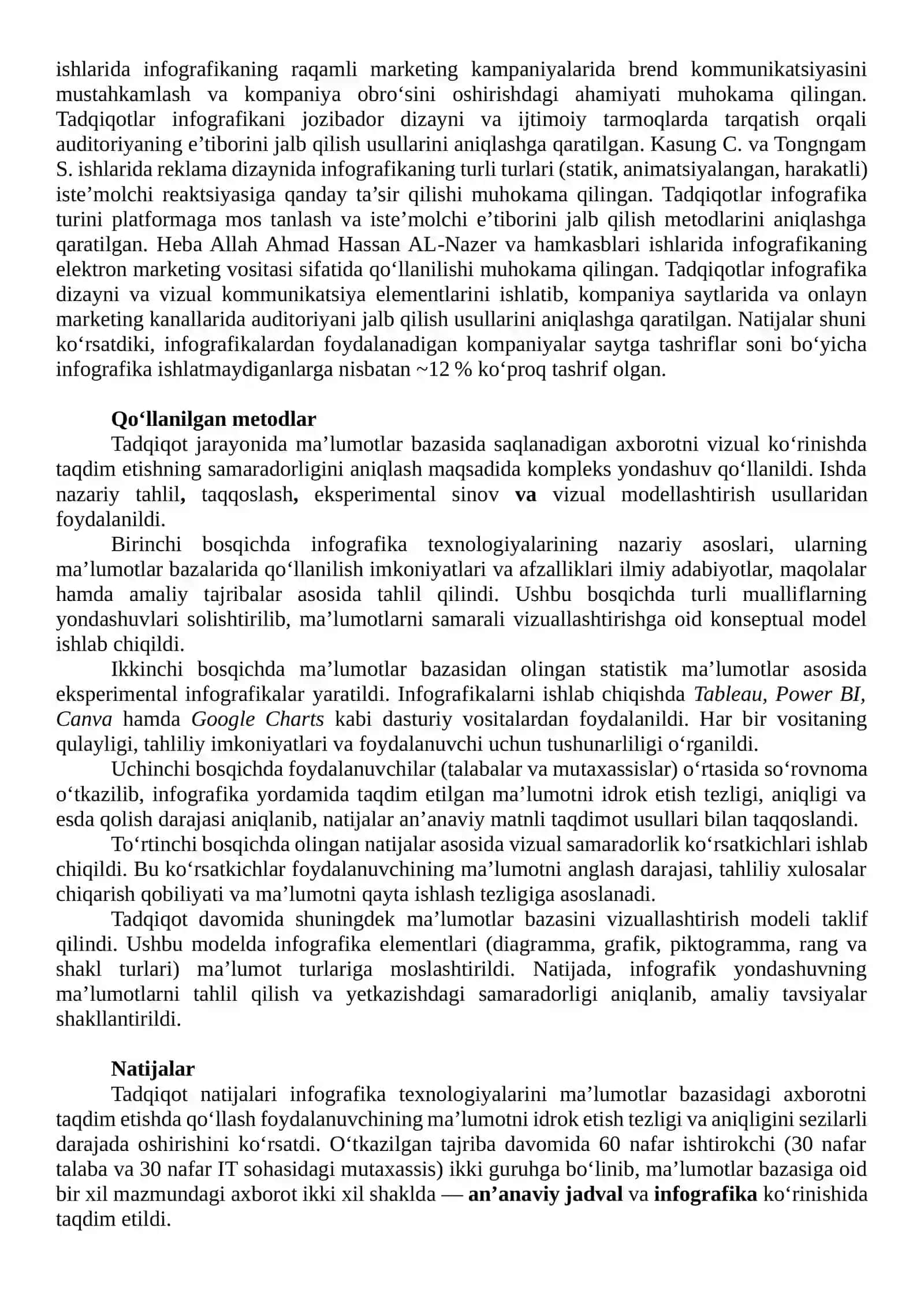Infografika ma’lumotlar bazasida ma’lumotni samarali yetkazishda infografikani ahamiyati va dolzarbligi 2