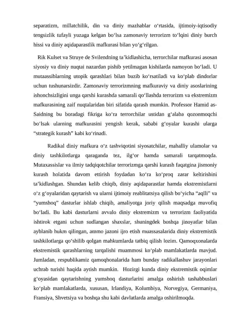 Diniy fundamentalizm, radikalizm va terrorizmning tarixi va yo`nalishlari 2
