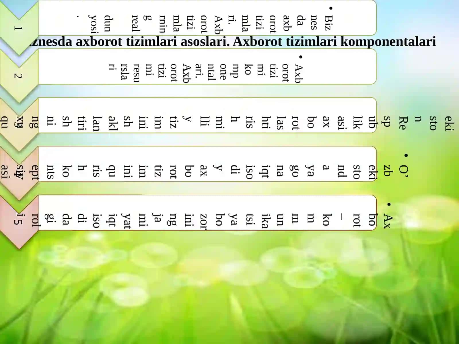 Biznesda axborot tizimlari.Axborot tizimlari komponentalari 2