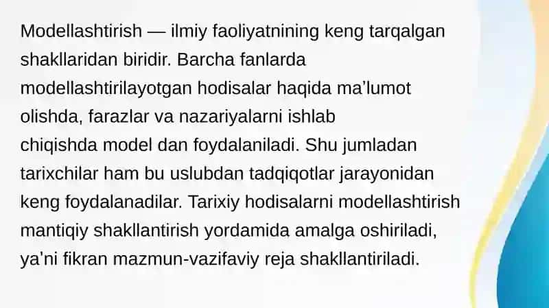 Tarixiy jarayonlarni modellashtirish 2