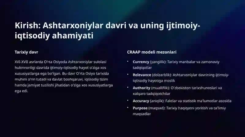 XVI-XVII asrlar O'rta Osiyo tarixi 2