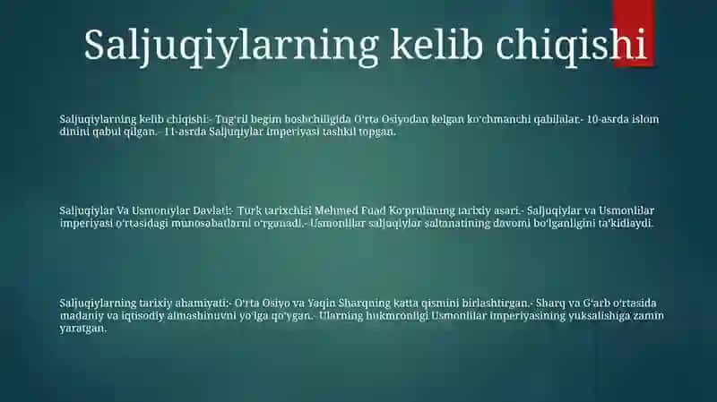 Saljuqiylar Va Usmoniylar Davlati 2