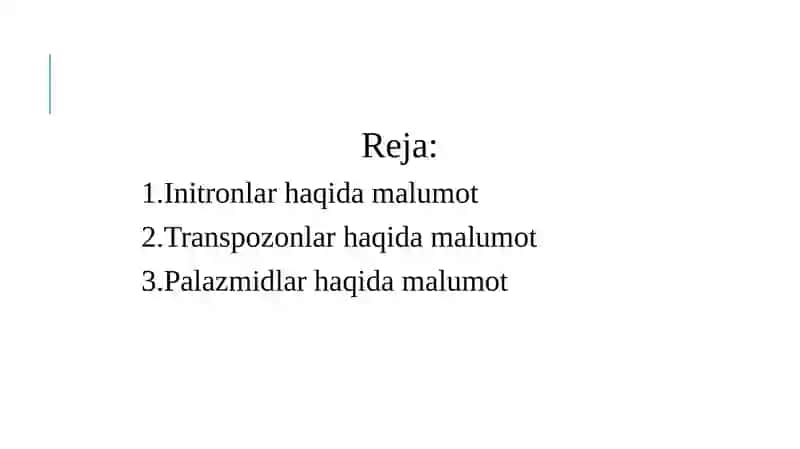 Initronlar, transpozonlar, plazmidlar 2