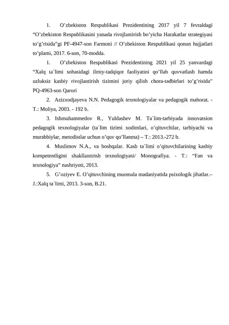 Pedagogning kasbiy kompetentligi va mahorati moduli 2
