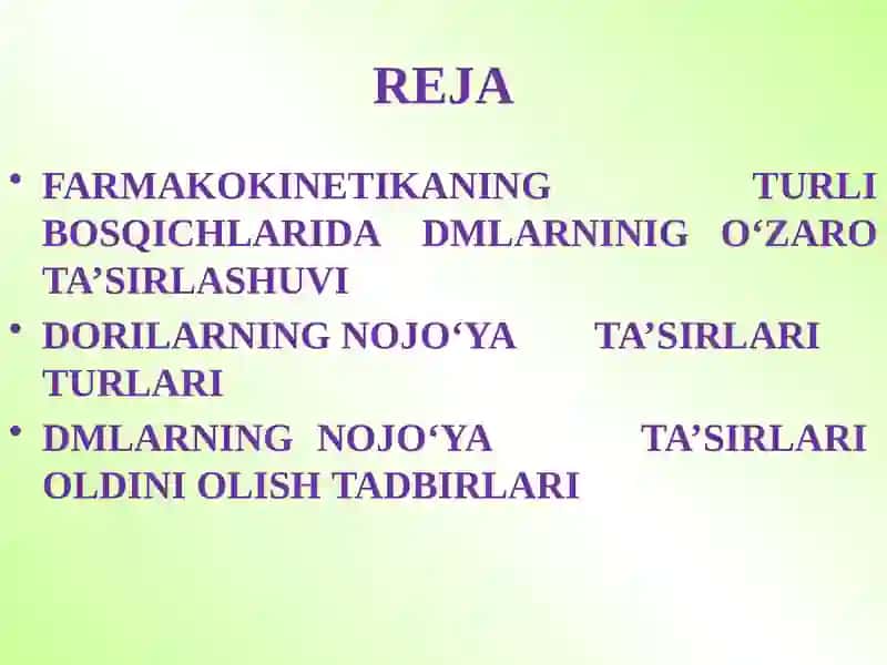 DORILARNING O‘ZARO TA’SIRLASHUVI 2