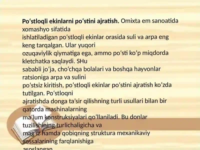 Qobiqli ekinlarni ajratishdagi oboykali mashinalardan foydalanish 2