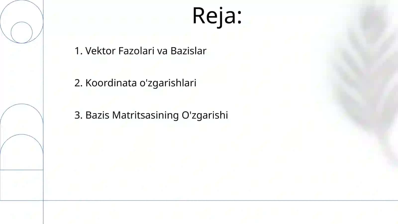 Turli bazislarda vektor koordinatalari orasidagi bogʻlanish 2