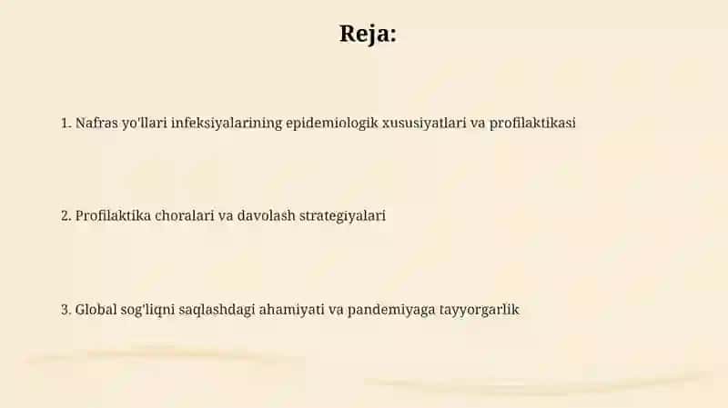 Nafas olish infeksiyalari epidemiologiyasi va profilaktikasining dolzarb muammolari 2