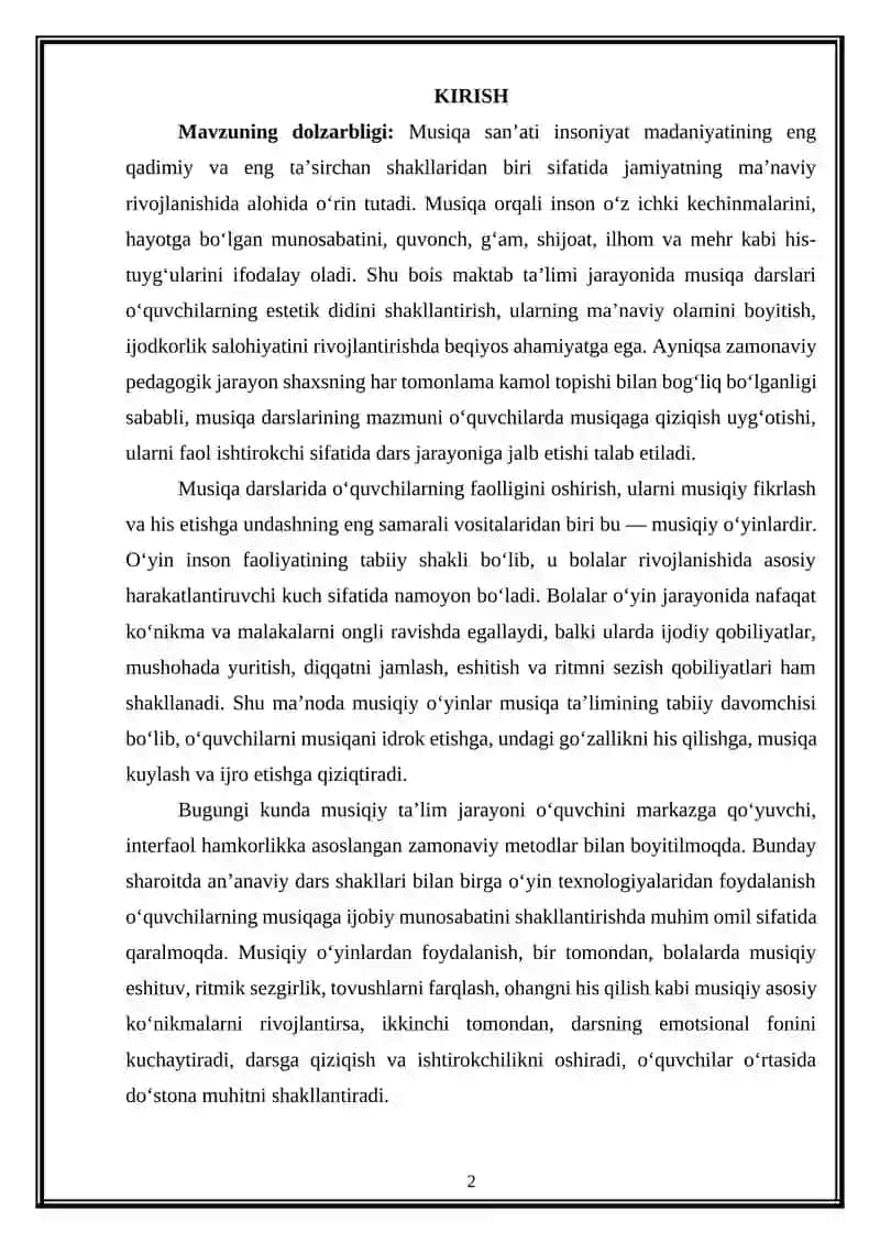 Musiqa darslarida musiqiy o'yinlardan foydalanish metodikasi 2