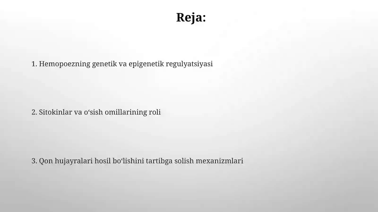 Hemopoezning genetik va epigenetik regulyatsiyasi 2