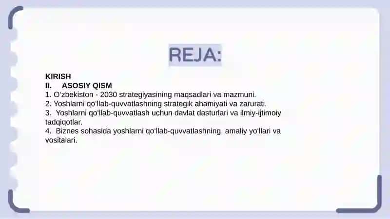 Yoshlar va biznesni qo'llab-quvvatlash masalalari 2