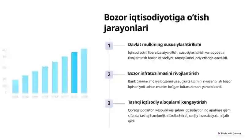 Mustaqillik yillarida Qoraqalpogʻiston Respublikasi ijtimoiy-iqtisodiy va siyosiy hayotda amalga oshirilgan islohotlar 2