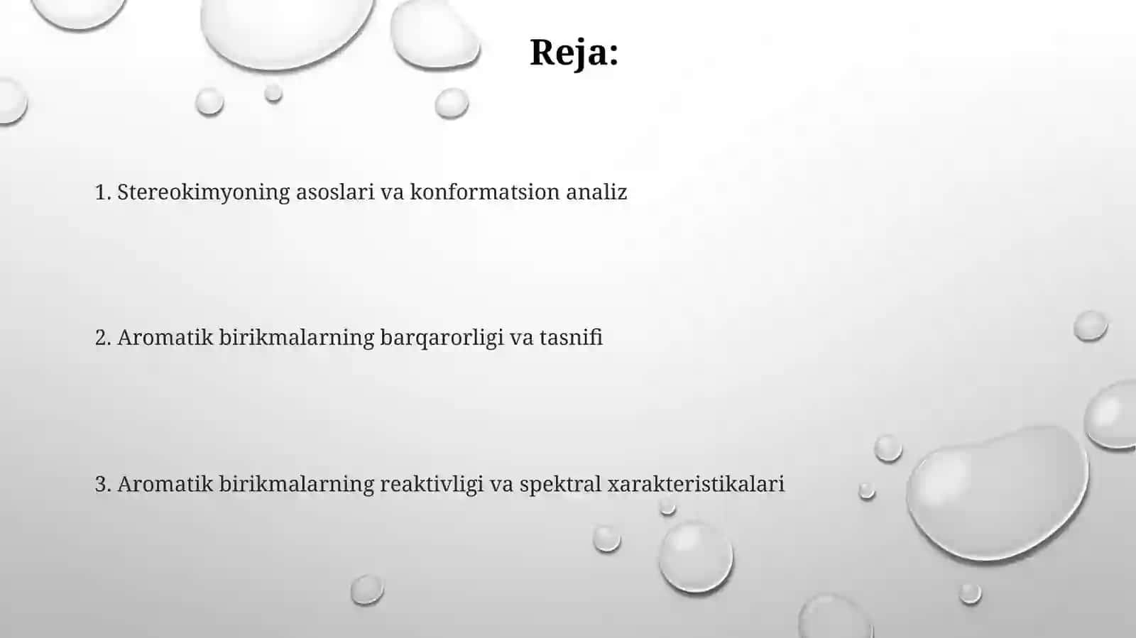 Organik stereokimyo asoslari va aromatik birikmalarning barqarorlik nazariyalari 2