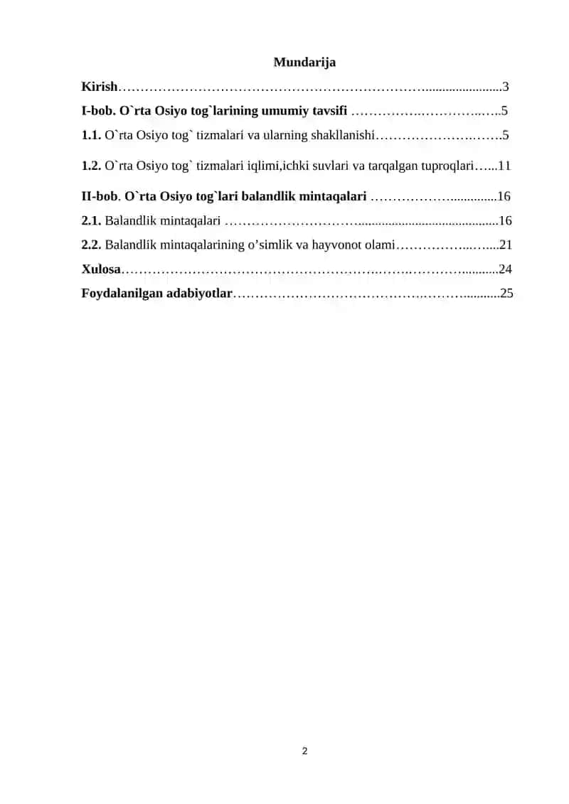 O`rta Osiyo tog`lari balandlik mintaqalari 2