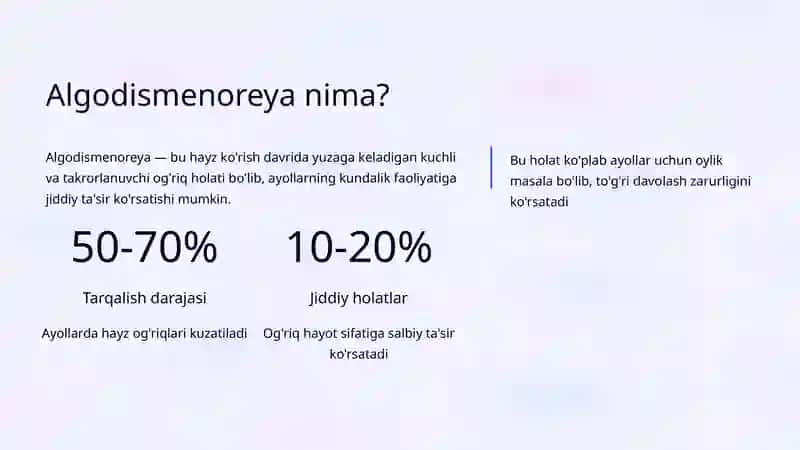 Algodismenoreya: Klinik Belgilari va Davolash Usullari 2