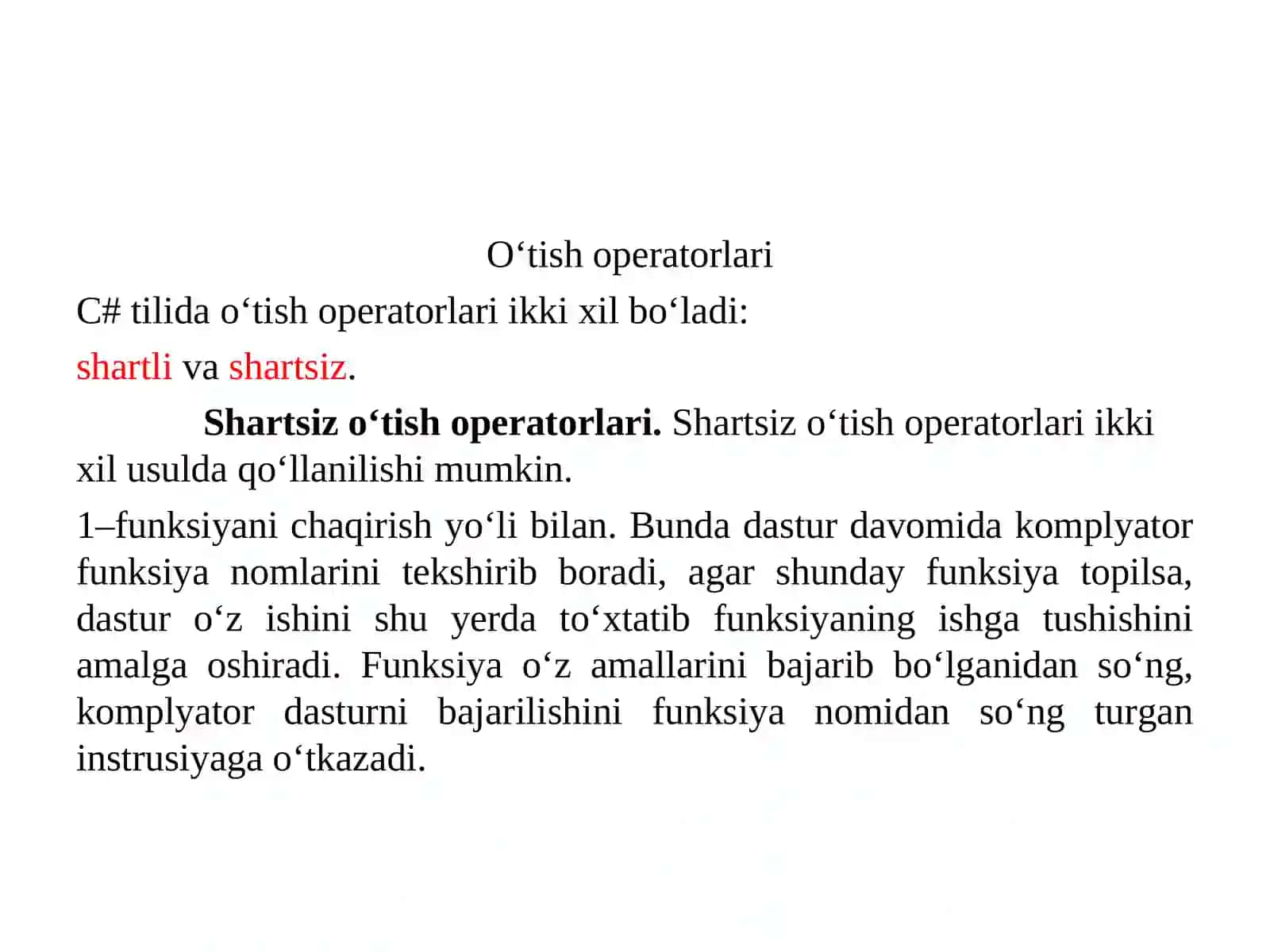 Shart operatorlari 2
