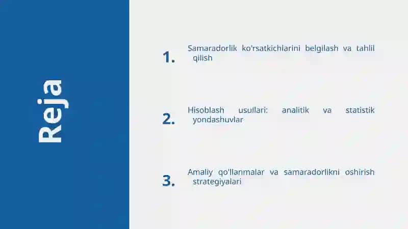 Boshqarish tizimi samaradorligini hisoblash usullari 2