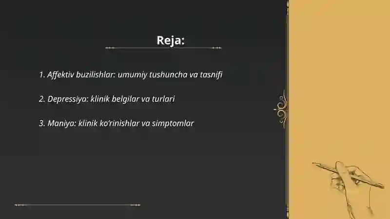 Affekitiv buzilishlar depressiya maniya biopolyar affekitiv buzilishlar 2