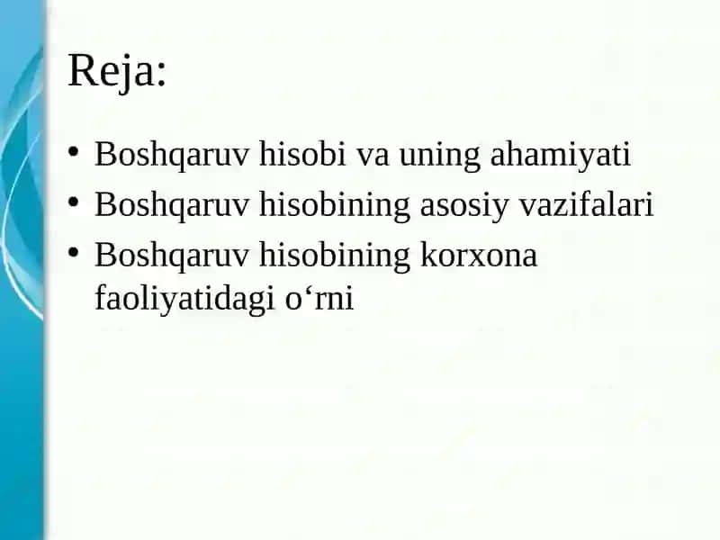 Boshqaruv hisobi tushunchasi va uning asosiy vazifalari 2