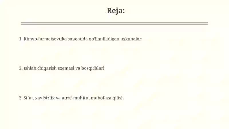 Kimyo-farmatsevtika sanoatida qo'llaniladigan uskunalar 2