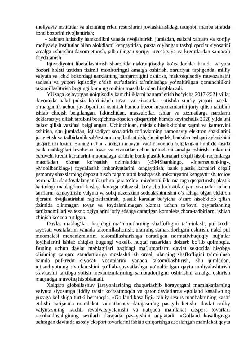 IQTISODIYOTNI RIVOJLANTIRISH VA LIBERALLASHTIRISHNING O‘ZIGA XOS XUSUSIYATLARI VA USTUVOR YO‘NALISHLARI 2