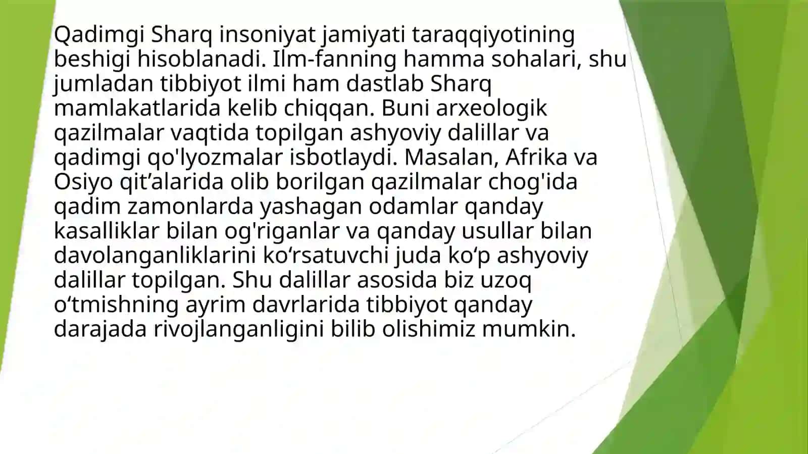 QADIMGI SHARQ MAMLAKATLARIDA DAVOLASH USULLARII 2
